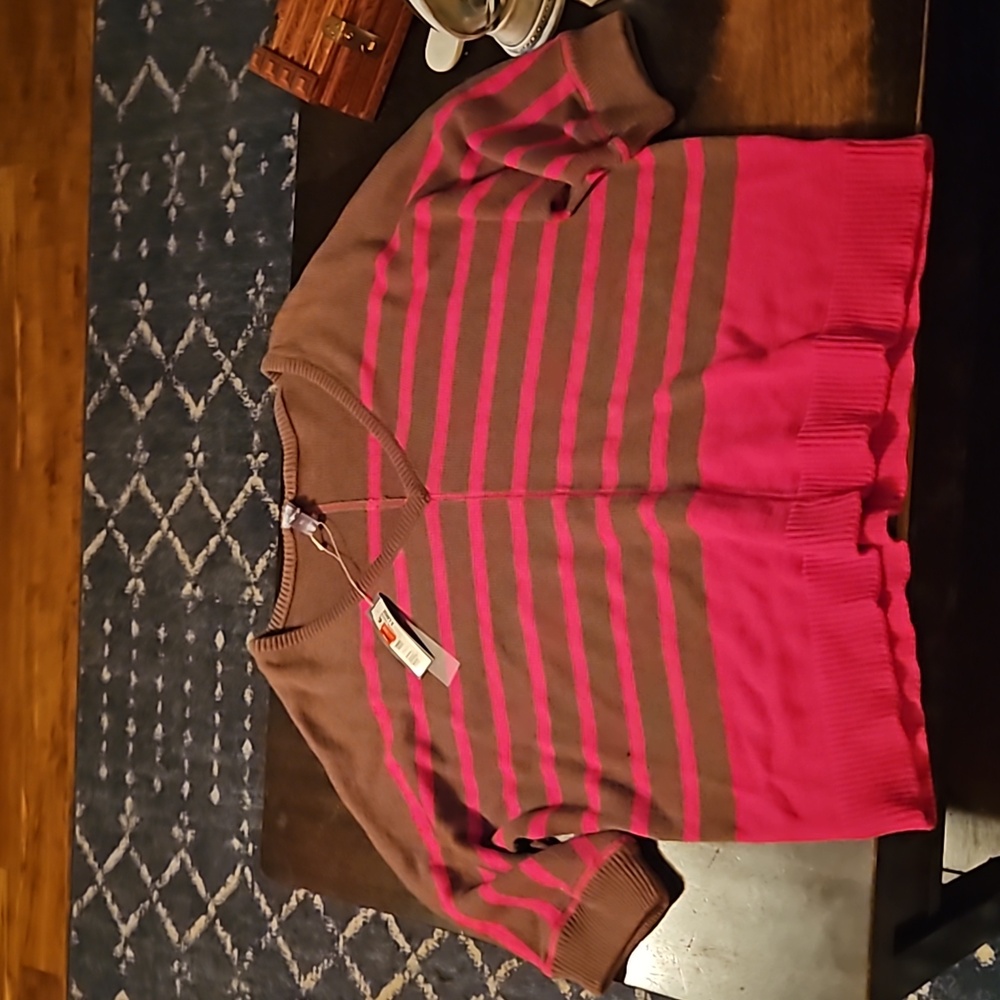 Brown and pink striped sweater top